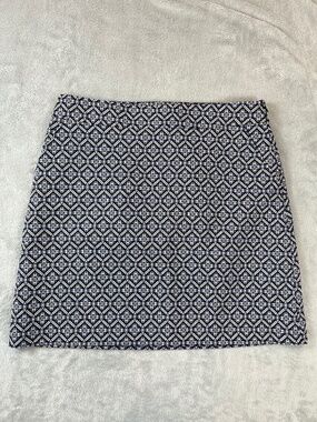 LOFT A-Line Skirt sz 8 Side Zipper Professional Career Office Geometric Print